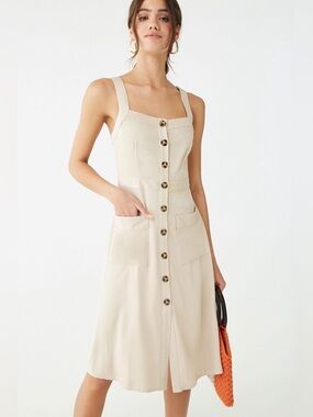 Forever 21 Contemporary Button Front Midi Dress